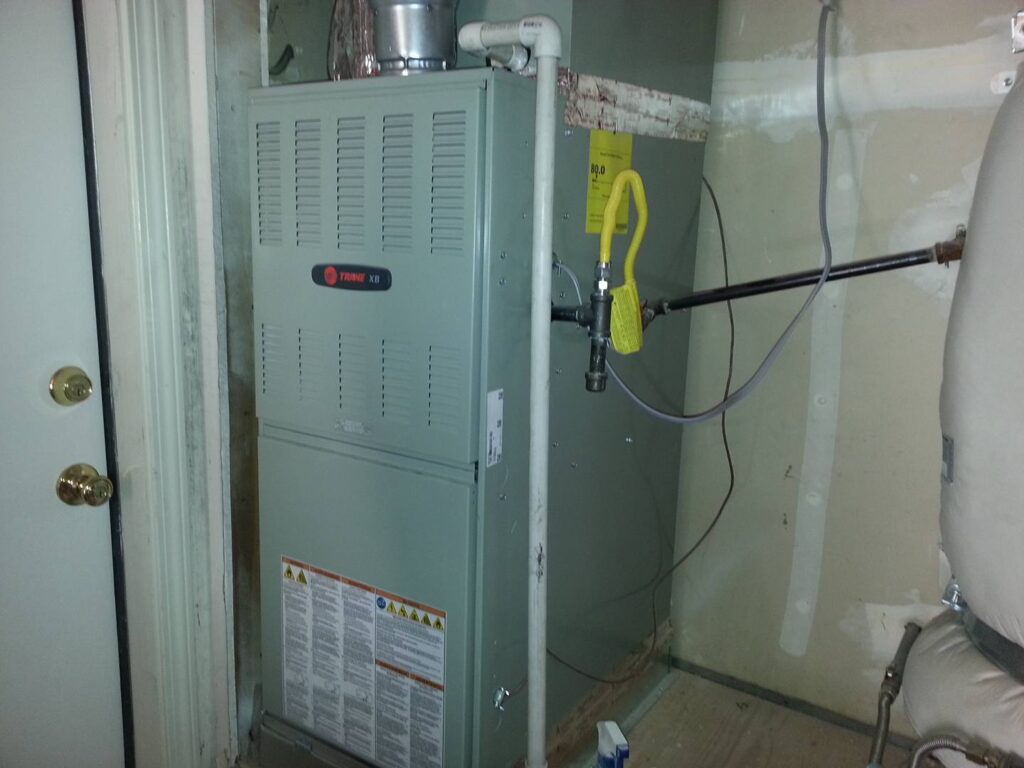 Indoor Trane furnace and connected gas valve