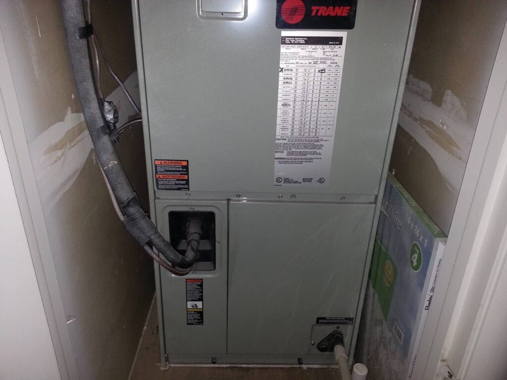 Trane air handler and insulated refrigerant tubing